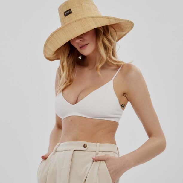 LE SH KA headwear palarie Large Bucket Hat culoarea bej preţ