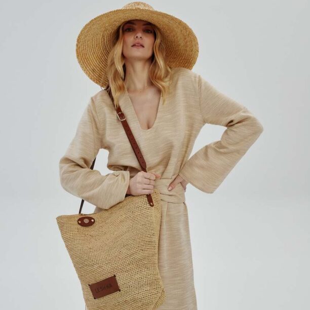 LE SH KA headwear poseta Summer Bag culoarea bej