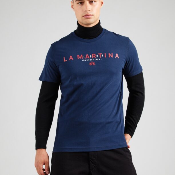 La Martina Tricou  bleumarin / roșu bordeaux / alb