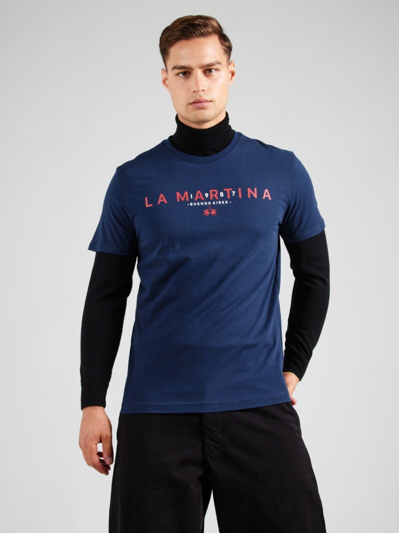 La Martina Tricou  bleumarin / roșu bordeaux / alb