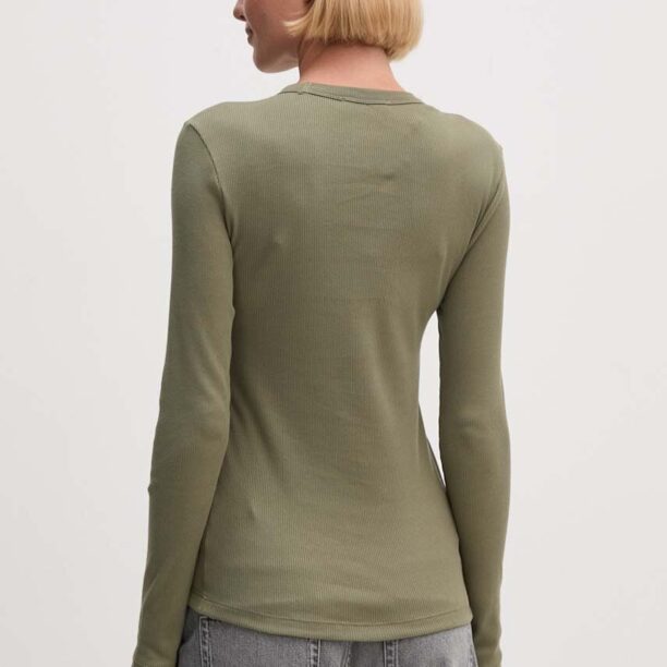 Lacoste longsleeve din bumbac culoarea verde preţ