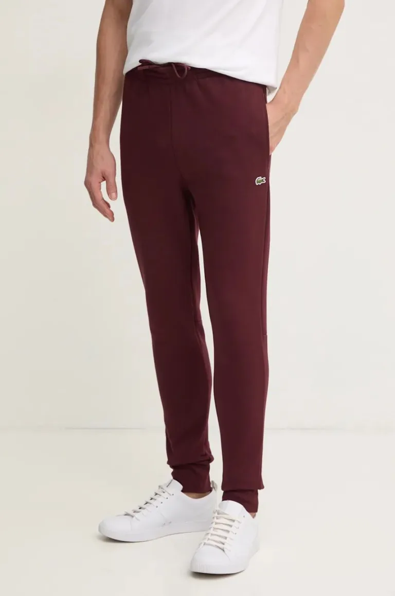 Lacoste pantaloni de trening culoarea bordo