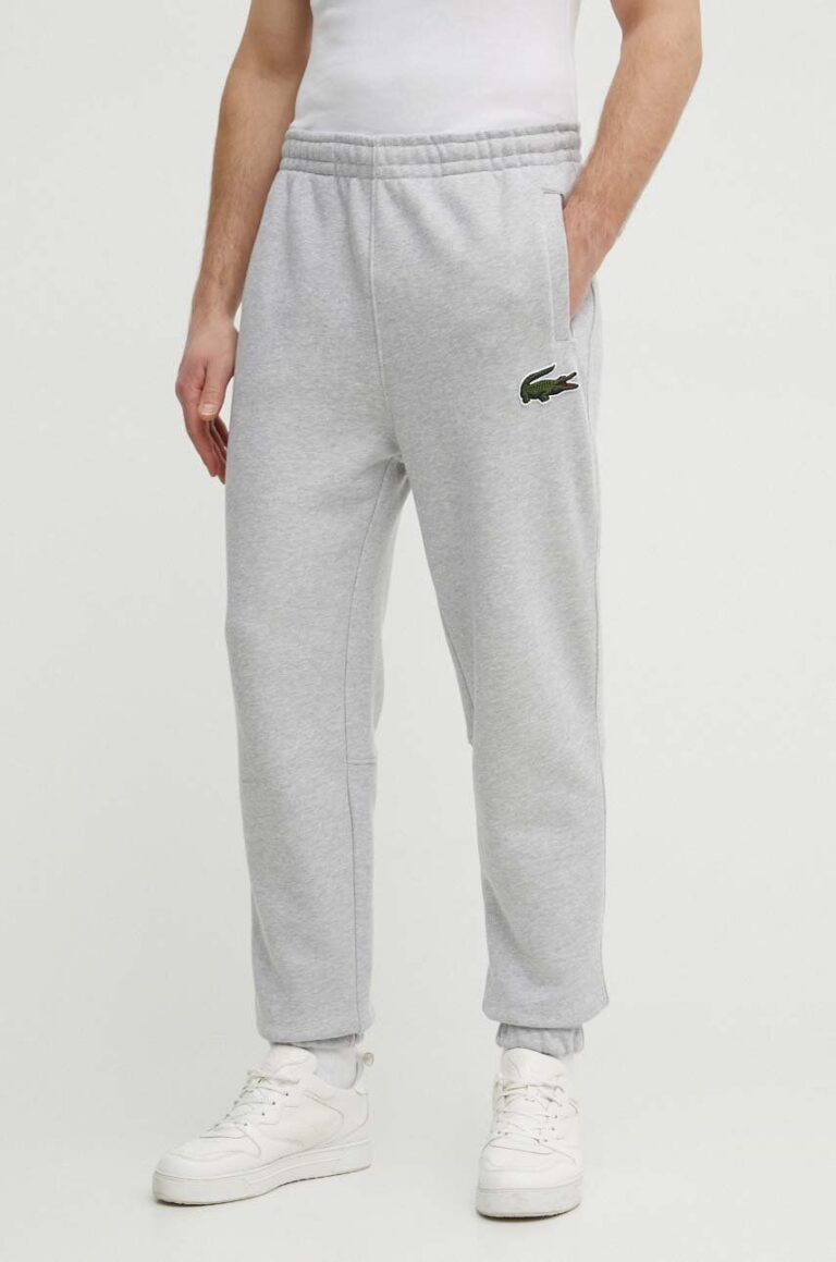 Lacoste pantaloni de trening din bumbac culoarea gri