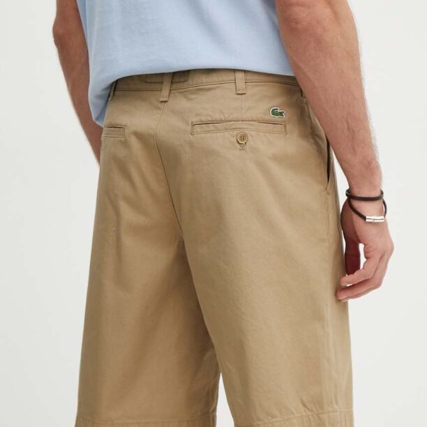 Lacoste pantaloni scurti din bumbac culoarea bej preţ