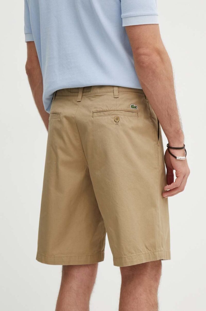 Lacoste pantaloni scurti din bumbac culoarea bej preţ