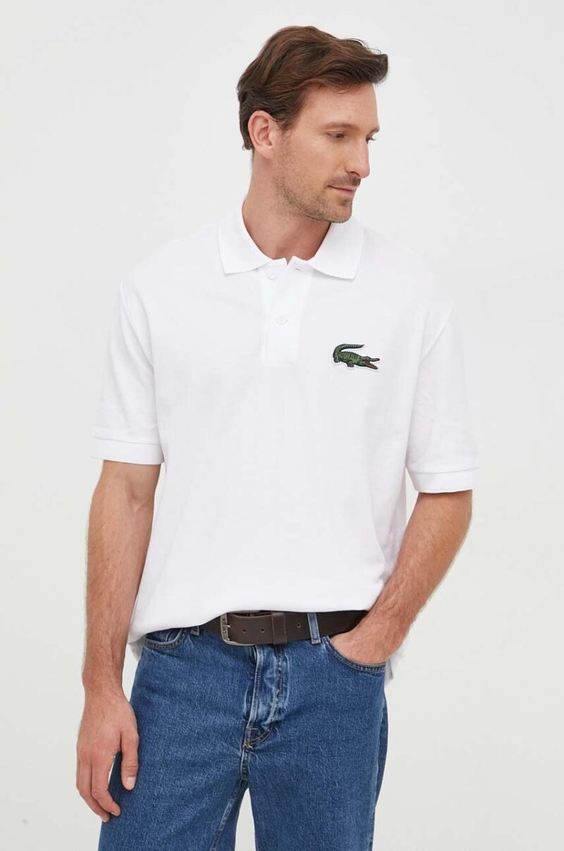 Lacoste polo de bumbac culoarea alb