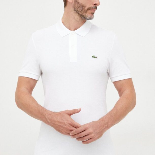 Lacoste polo de bumbac culoarea alb