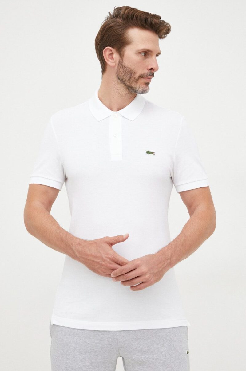 Lacoste polo de bumbac culoarea alb