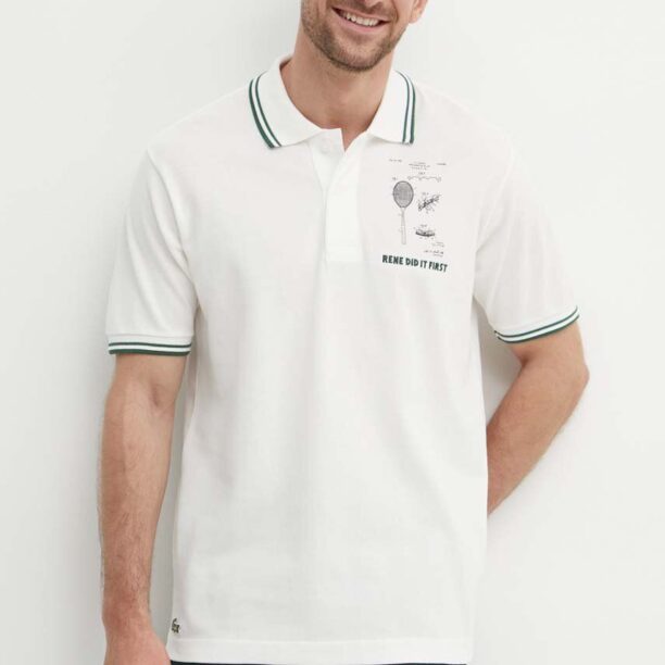 Lacoste polo de bumbac culoarea bej