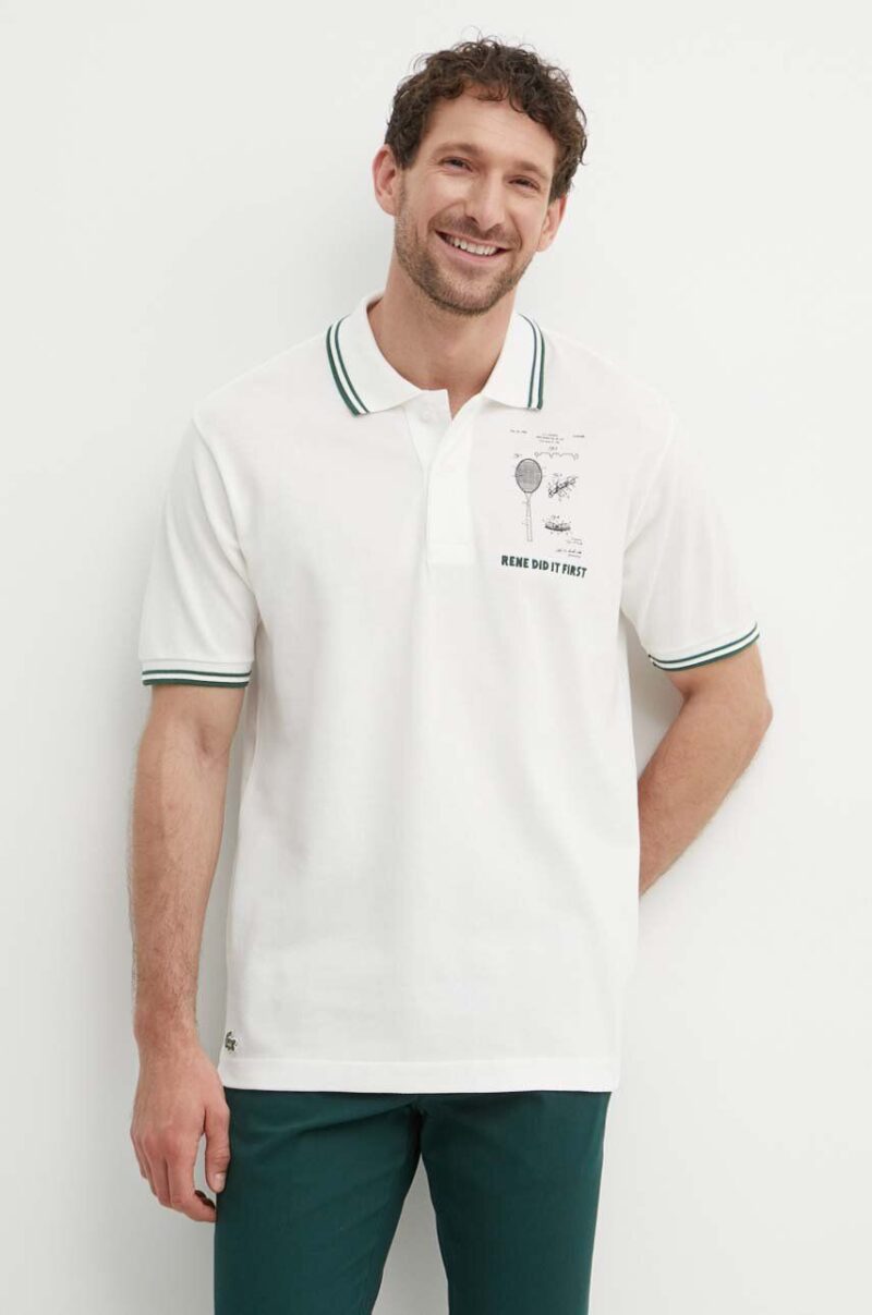 Lacoste polo de bumbac culoarea bej