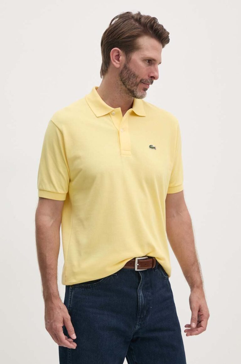 Lacoste polo de bumbac culoarea galben