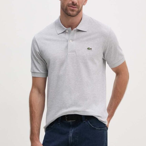 Lacoste polo de bumbac culoarea gri