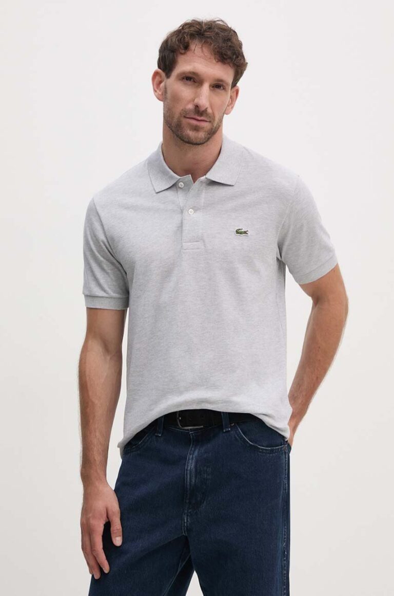 Lacoste polo de bumbac culoarea gri