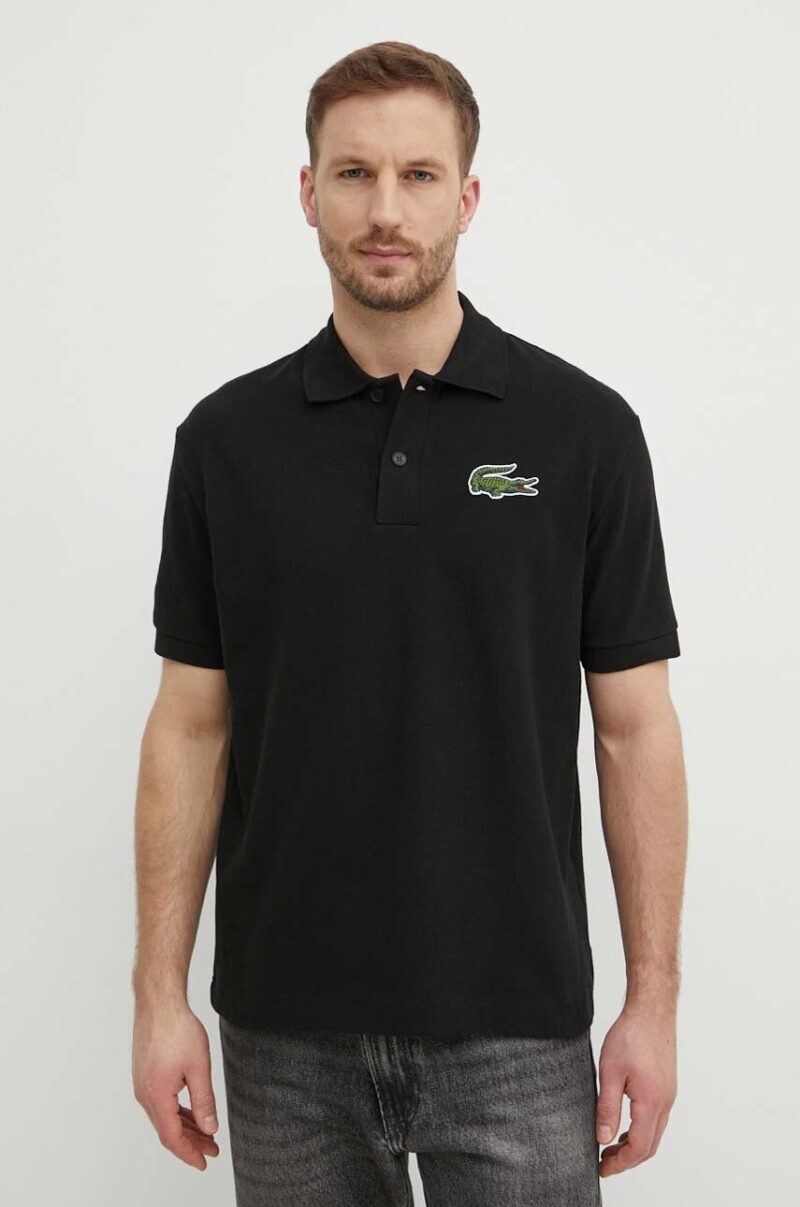 Lacoste polo de bumbac culoarea negru