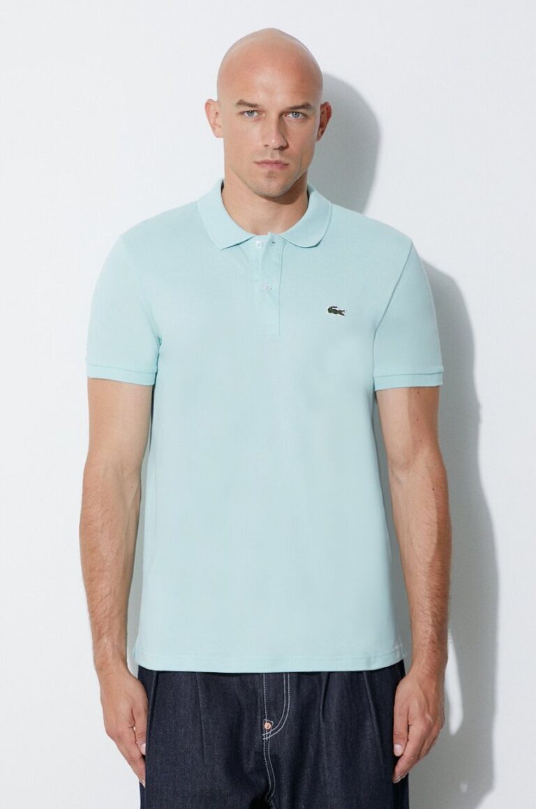 Lacoste polo de bumbac culoarea turcoaz