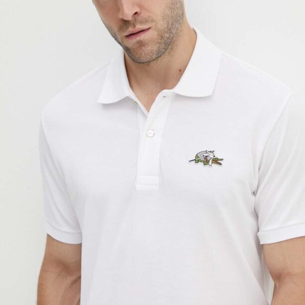 Lacoste polo de bumbac x Netflix culoarea alb