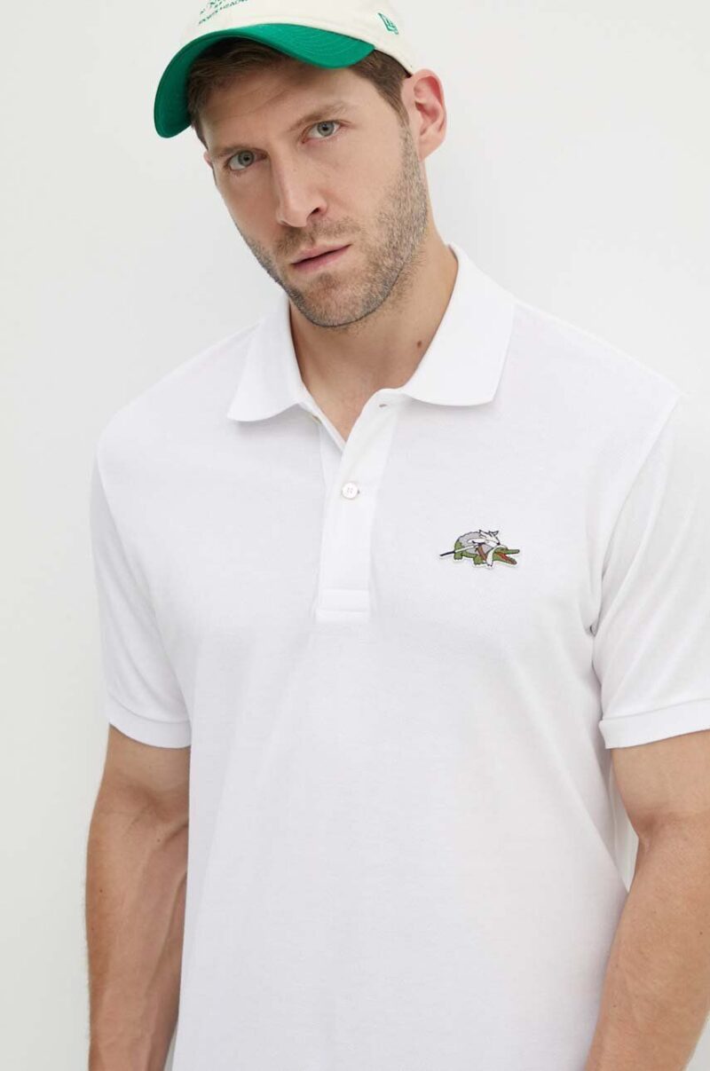 Lacoste polo de bumbac x Netflix culoarea alb