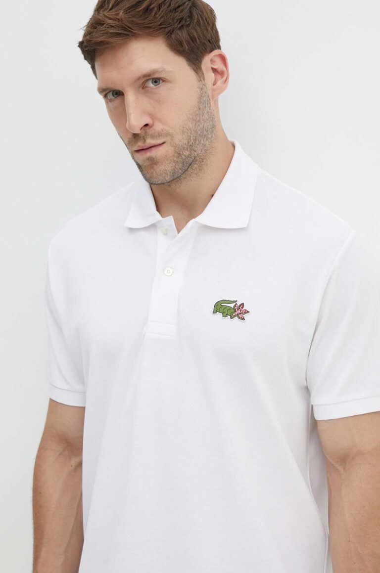 Lacoste polo de bumbac x Netflix culoarea alb