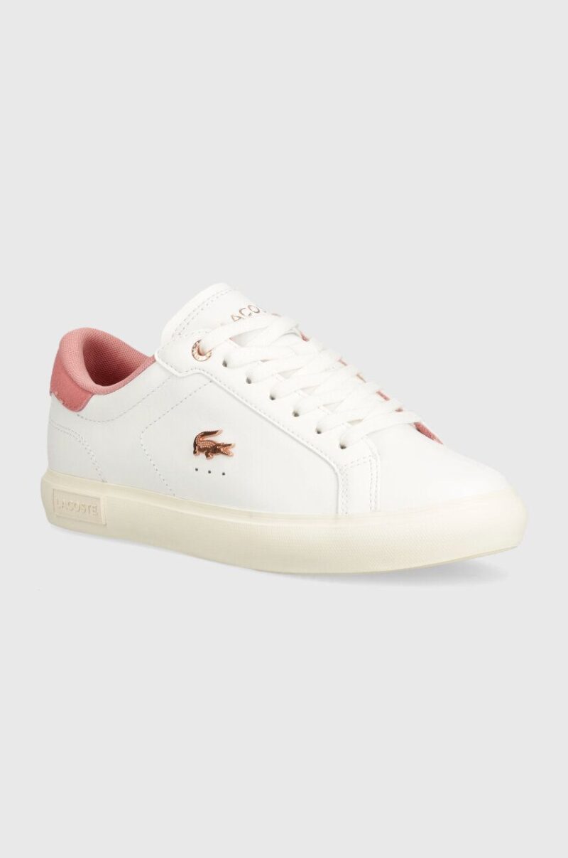 Lacoste sneakers din piele Powercourt Leather culoarea alb