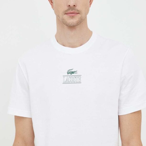 Lacoste tricou din bumbac culoarea alb