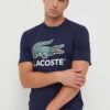 Lacoste tricou din bumbac culoarea albastru marin