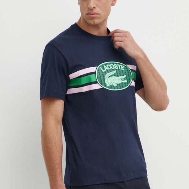 Lacoste tricou din bumbac culoarea albastru marin