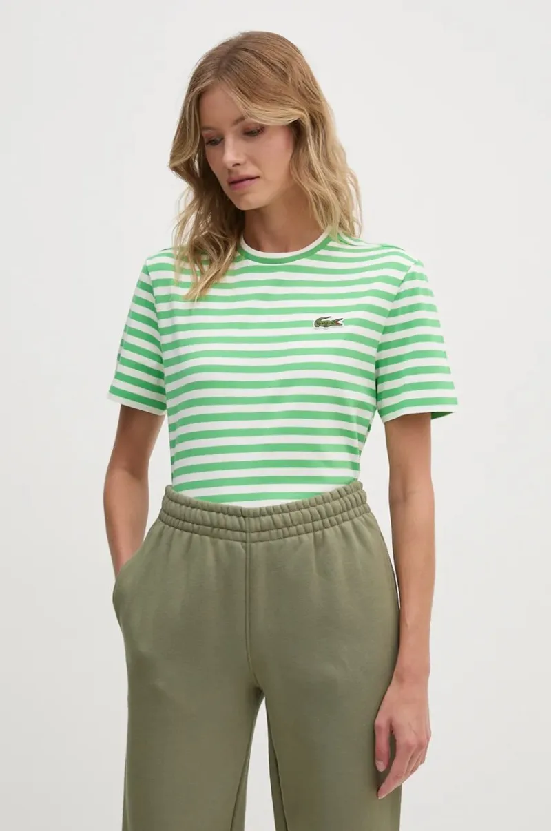 Lacoste tricou din bumbac culoarea verde