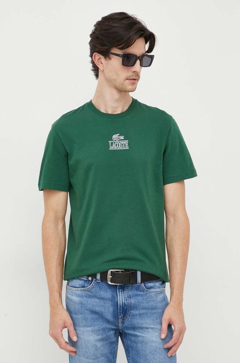 Lacoste tricou din bumbac culoarea verde