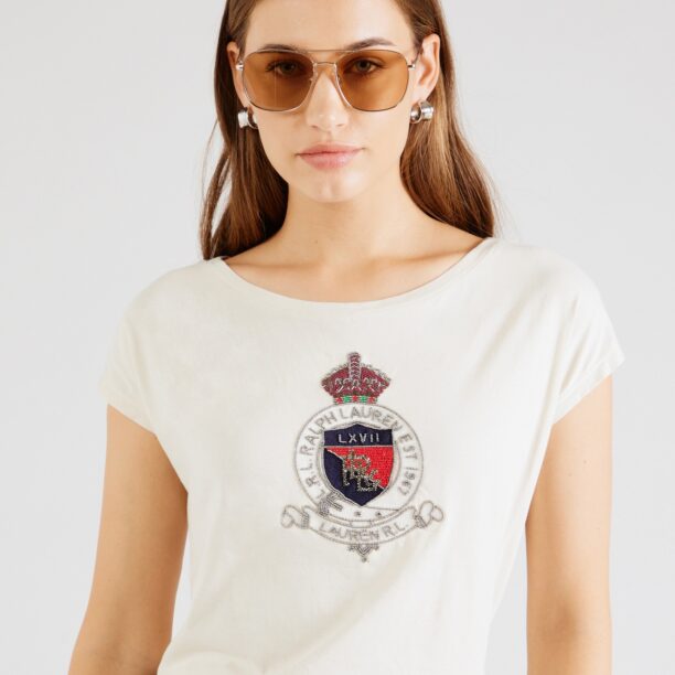 Lauren Ralph Lauren Tricou 'GRIETA'  crem / bleumarin / gri argintiu / roșu