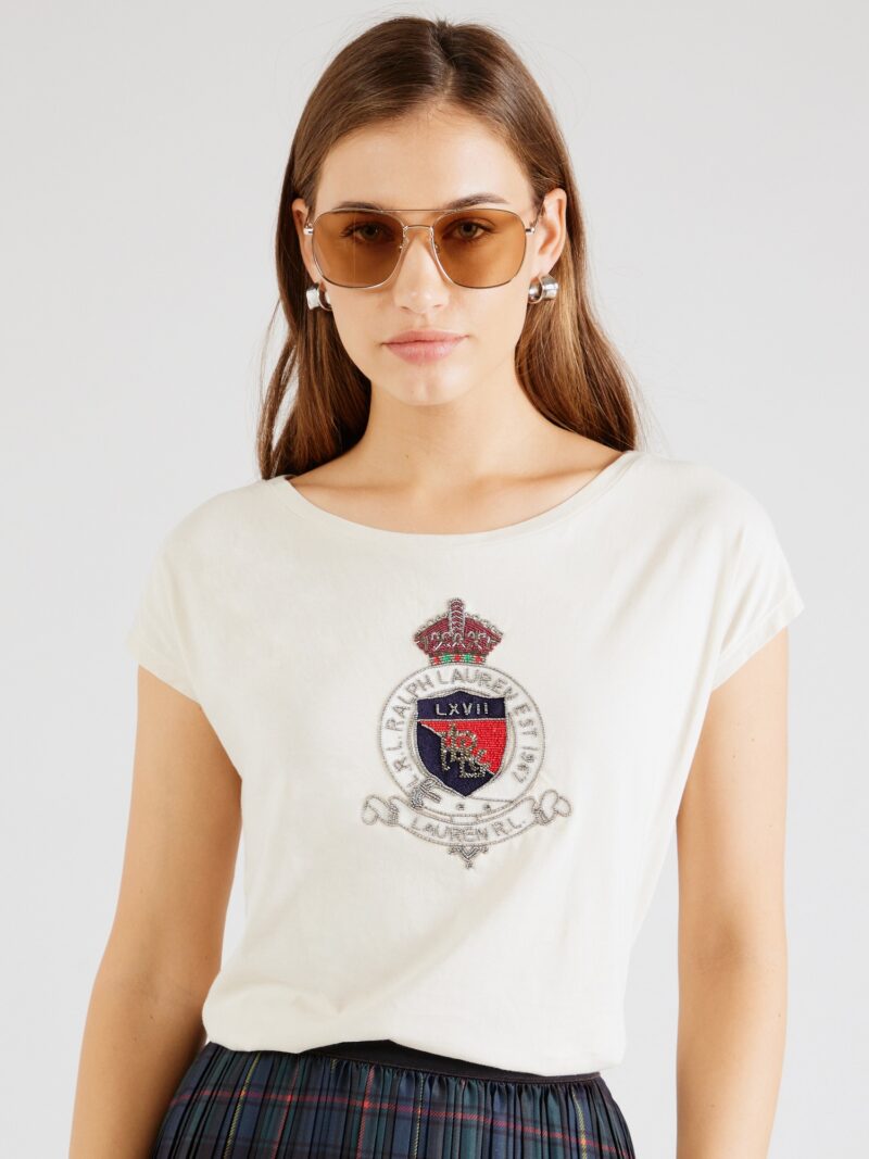 Lauren Ralph Lauren Tricou 'GRIETA'  crem / bleumarin / gri argintiu / roșu