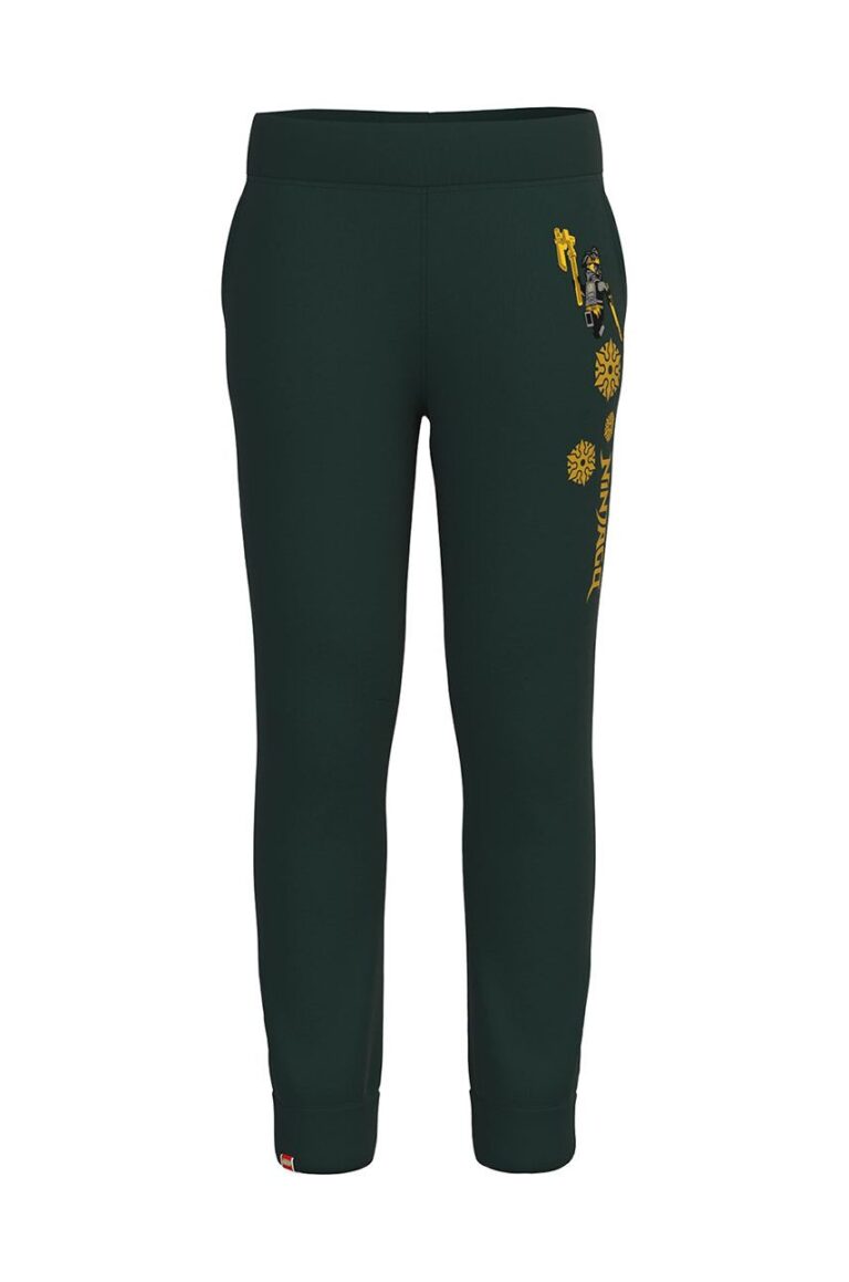 Lego Wear pantaloni de trening din bumbac pentru copii culoarea verde