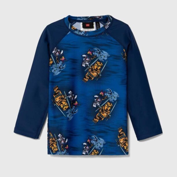 Lego longsleeve de baie pentru copii culoarea albastru marin