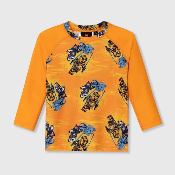 Lego longsleeve de baie pentru copii culoarea portocaliu