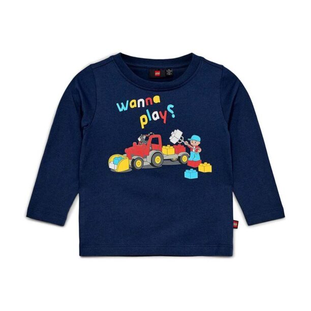 Lego longsleeve din bumbac pentru copii culoarea albastru marin