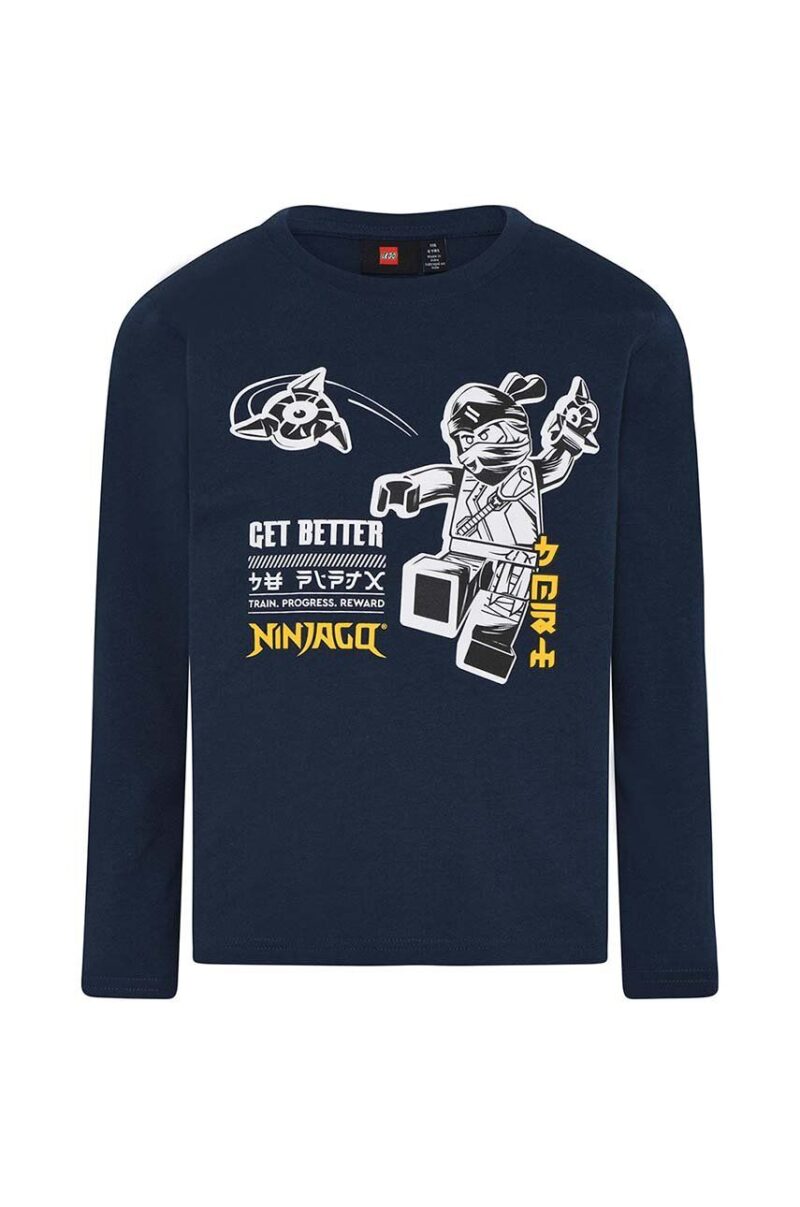 Lego longsleeve din bumbac pentru copii culoarea albastru marin