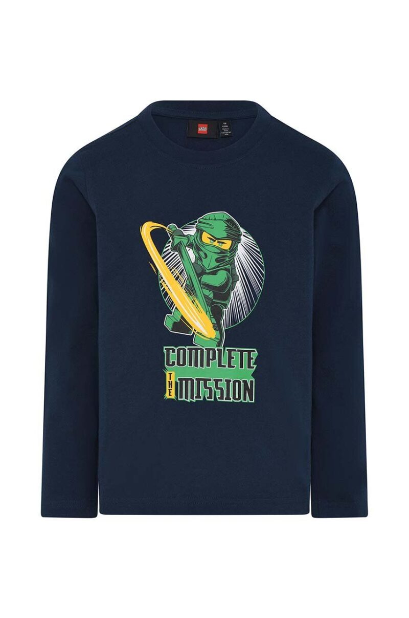 Lego longsleeve din bumbac pentru copii culoarea albastru marin