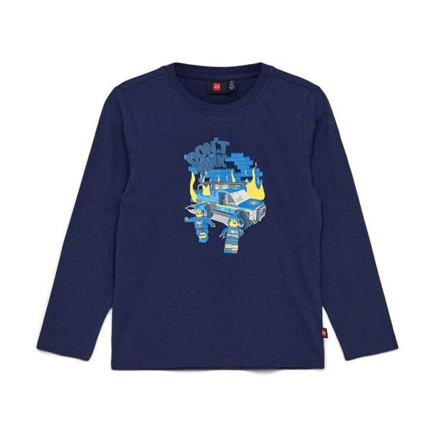 Lego longsleeve din bumbac pentru copii culoarea albastru marin