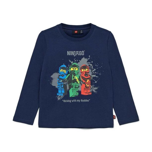 Lego longsleeve din bumbac pentru copii culoarea albastru marin