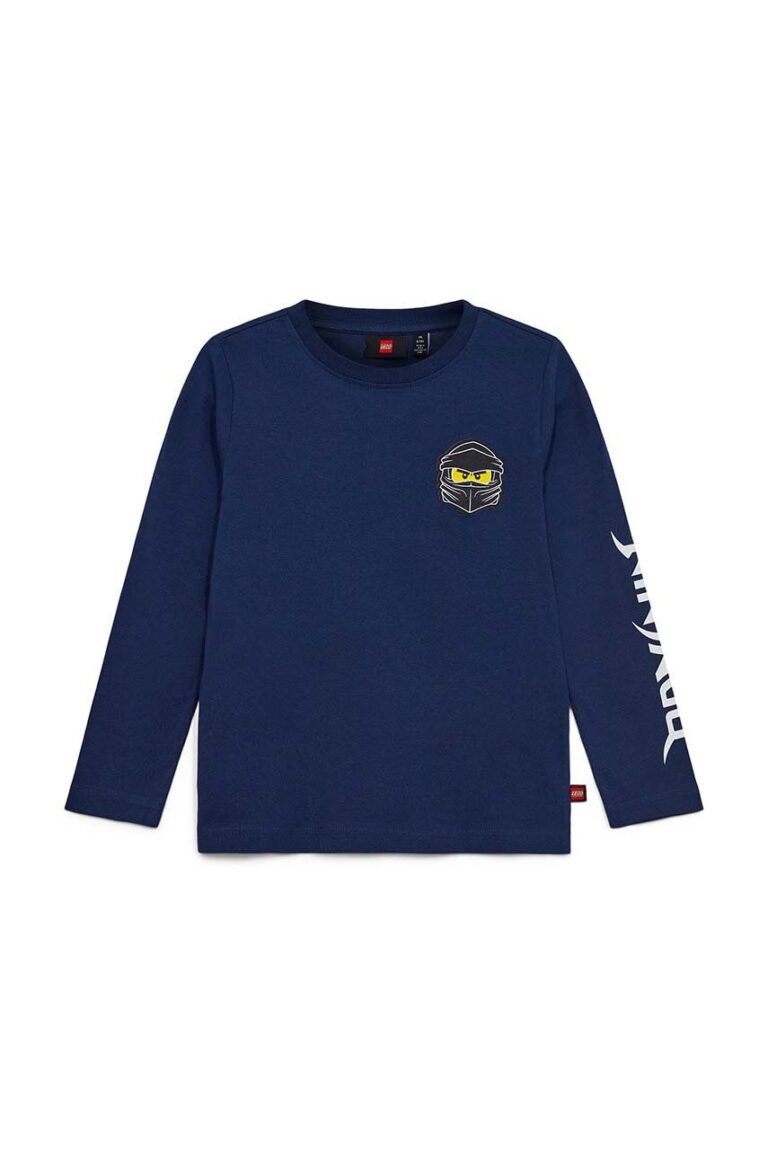 Lego longsleeve din bumbac pentru copii culoarea albastru marin