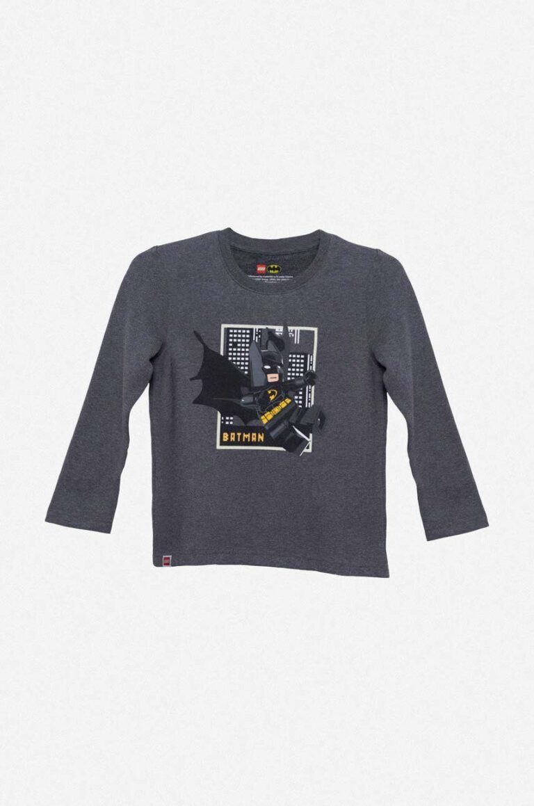 Lego longsleeve din bumbac pentru copii culoarea gri