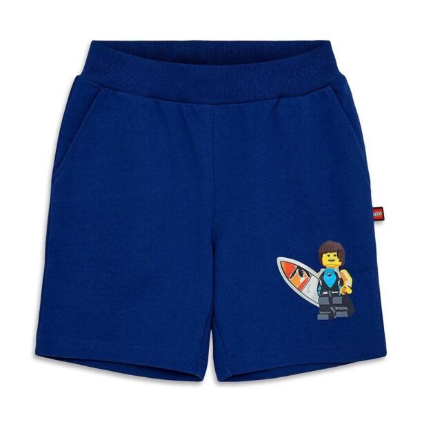 Lego pantaloni scurți din bumbac pentru copii culoarea albastru marin