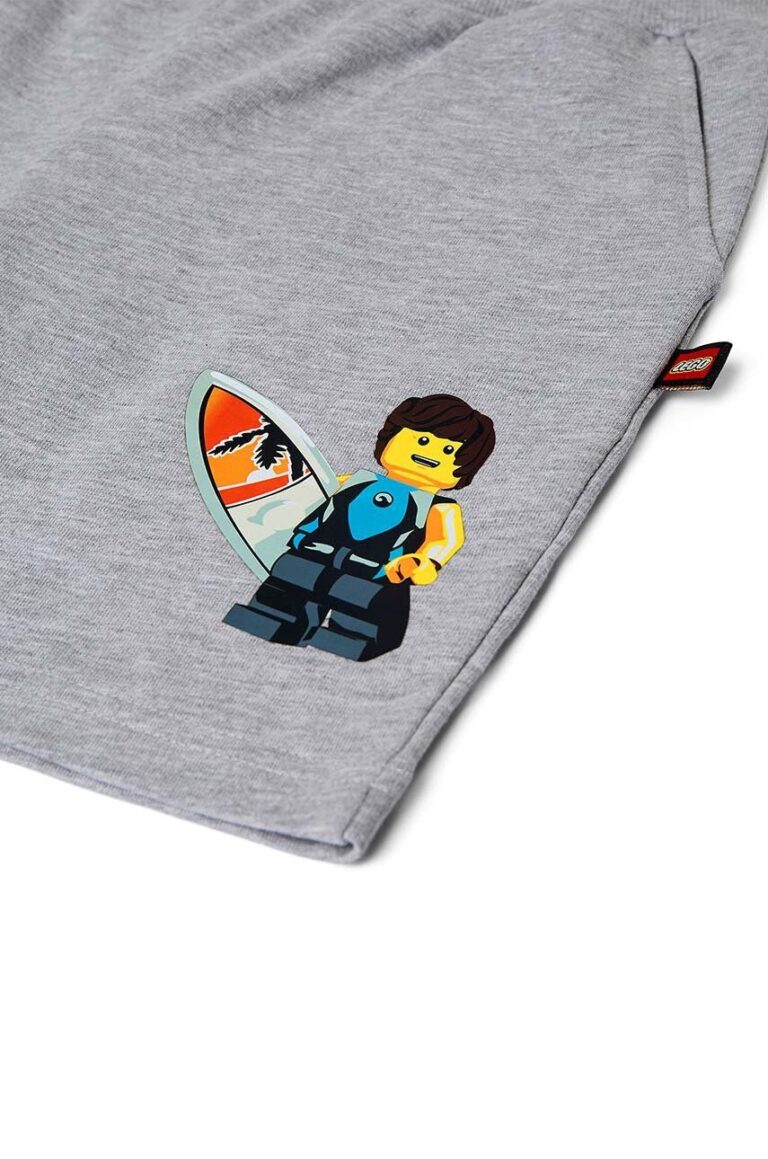 Lego pantaloni scurți din bumbac pentru copii culoarea gri preţ