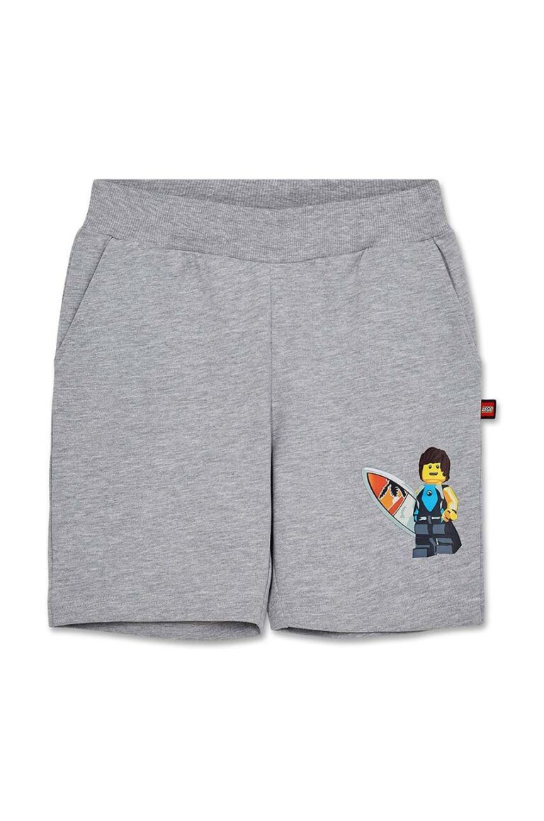 Lego pantaloni scurți din bumbac pentru copii culoarea gri