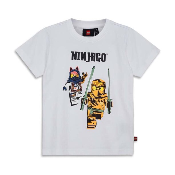 Lego tricou de bumbac pentru copii culoarea alb