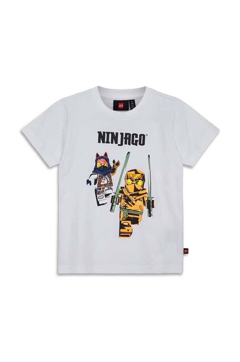 Lego tricou de bumbac pentru copii culoarea alb