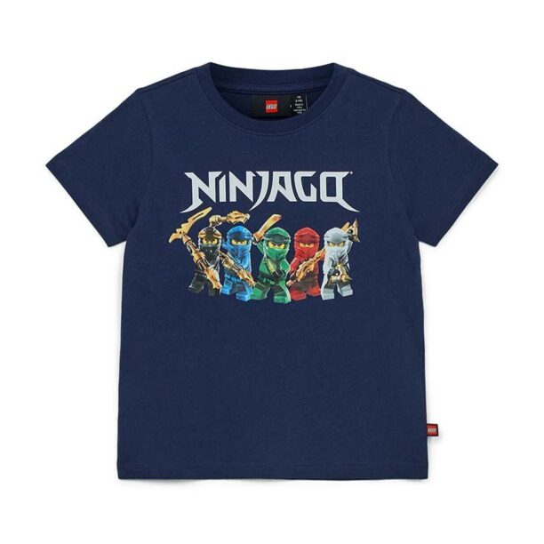 Lego tricou de bumbac pentru copii culoarea albastru marin