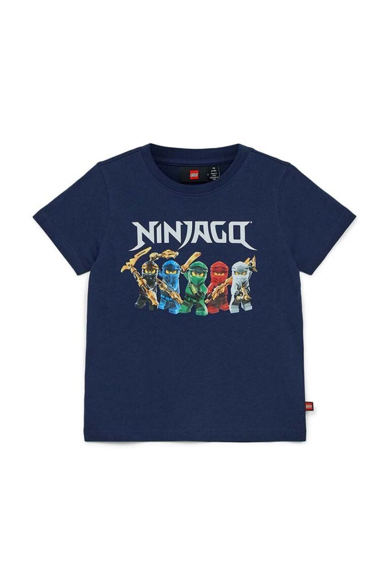 Lego tricou de bumbac pentru copii culoarea albastru marin