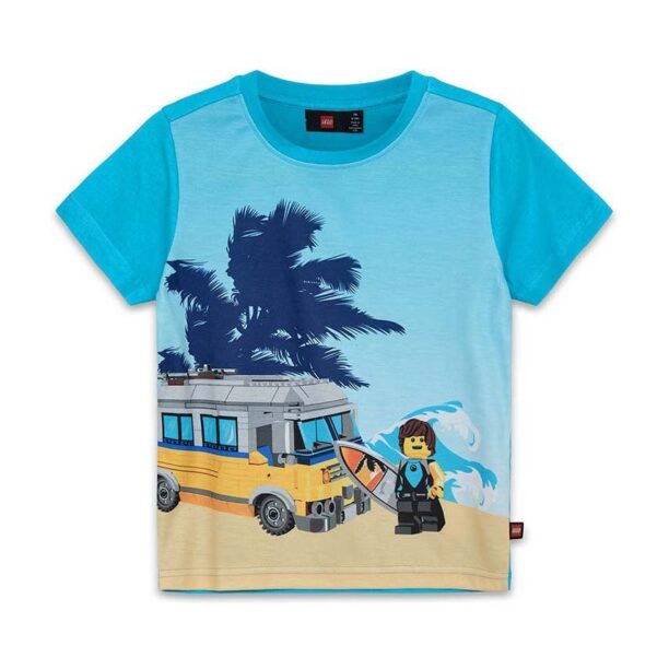 Lego tricou de bumbac pentru copii culoarea turcoaz