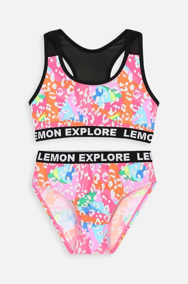 Lemon Explore costum de baie pentru copii din două piese culoarea roz