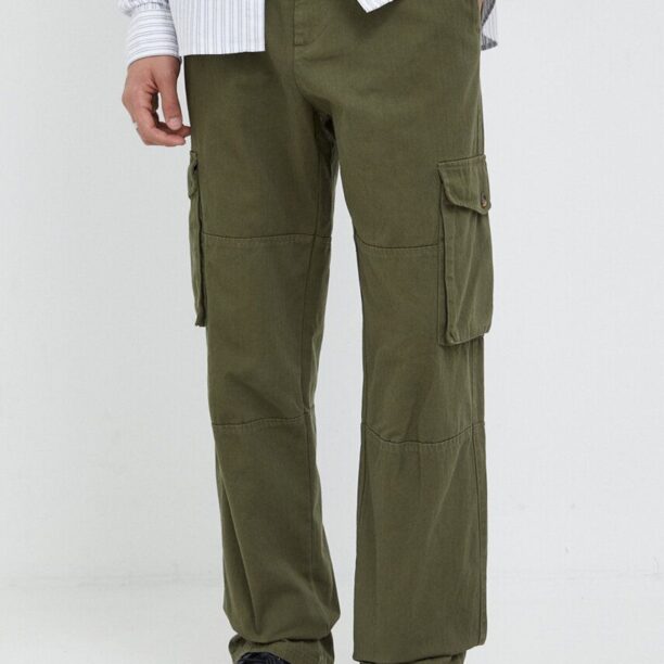 Les Deux pantaloni de bumbac culoarea verde